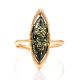 Delicate Green Amber Ring In Gold-Plated Silver The Ballade, Ring Size: 7 / 17.5, image , picture 3