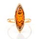 Adorable Gold-Plated Ring With Cognac Amber The Ballade, Ring Size: 8.5 / 18.5, image , picture 4