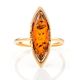 Adorable Gold-Plated Ring With Cognac Amber The Ballade, Ring Size: 6 / 16.5, image , picture 4