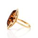 Adorable Gold-Plated Ring With Cognac Amber The Ballade, Ring Size: 8 / 18, image , picture 5
