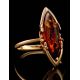 Adorable Gold-Plated Ring With Cognac Amber The Ballade, Ring Size: 6 / 16.5, image , picture 2