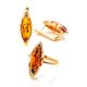 Adorable Gold-Plated Ring With Cognac Amber The Ballade, Ring Size: 5.5 / 16, image , picture 6