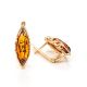 Elegant Gold-Plated Earrings With Cognac Amber The Ballade, image , picture 3