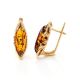 Elegant Gold-Plated Earrings With Cognac Amber The Ballade, image , picture 4