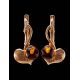 Cognac Amber Earrings In Gold-Plated Silver The Kalina, image , picture 4