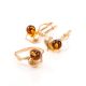 Cognac Amber Earrings In Gold-Plated Silver The Kalina, image , picture 6
