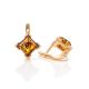Cognac Amber Earrings In Gold-Plated Silver The Artemis, image , picture 3