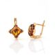 Cognac Amber Earrings In Gold-Plated Silver The Artemis, image , picture 4