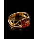Bold Gold-Plated Ring With Cognac Amber The Artemis, Ring Size: 8.5 / 18.5, image , picture 2