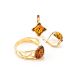 Bold Gold-Plated Ring With Cognac Amber The Artemis, Ring Size: 9.5 / 19.5, image , picture 5