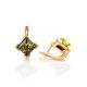 Geometric Green Amber Earrings In Gold-Plated Silver The Artemis, image , picture 4