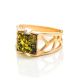 Green Amber Ring In Gold-Plated Silver The Artemis, Ring Size: 13 / 22, image , picture 4