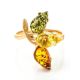 Adorable Multicolor Amber Ring In Gold-Plated Silver The Dandelion, Ring Size: 9.5 / 19.5, image , picture 3