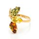 Adorable Multicolor Amber Ring In Gold-Plated Silver The Dandelion, Ring Size: 5 / 15.5, image , picture 4