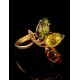 Adorable Multicolor Amber Ring In Gold-Plated Silver The Dandelion, Ring Size: 6 / 16.5, image , picture 5