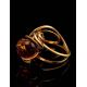Gold-Plated Ring With Cognac Amber The Flamenco, Ring Size: Adjustable, image , picture 5