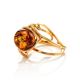 Gold-Plated Ring With Cognac Amber The Flamenco, Ring Size: Adjustable, image , picture 6