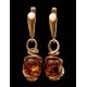 Drop Amber Earrings In Gold-Plated Silver The Flamenco, image , picture 2