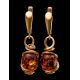 Drop Amber Earrings In Gold-Plated Silver The Flamenco, image , picture 2