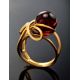 Adjustable Gold-Plated Ring With Cherry Amber The Flamenco, Ring Size: Adjustable, image , picture 2