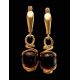 Drop Gold Plated Earrings With Cherry Amber The Flamenco, image , picture 2