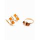 Trendy Gold Plated Earrings With Amber And Crystals The Scandinavia, image , picture 3