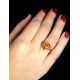 Cognac Amber Ring In Gold The Swan, Ring Size: 4 / 15, image , picture 4