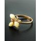 Floral Honey Amber Ring In Gold With Crystals The Verbena, Ring Size: 6 / 16.5, image , picture 2