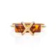 Gold-Plated Ring With Cognac Amber The Scandinavia, Ring Size: 5.5 / 16, image , picture 4