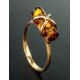 Gold-Plated Ring With Cognac Amber The Scandinavia, Ring Size: 8.5 / 18.5, image , picture 2