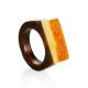 Stylish Wooden Ring With Honey Amber Stone The Indonesia, Ring Size: 9.5 / 19.5, image 