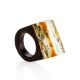 Boho Style Wooden Ring With Amber The Indonesia, Ring Size: 5 / 15.5, image 