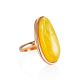 Gold Plated Silver Ring With Honey Amber The Glow, Ring Size: 8 / 18, image 