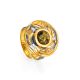 Adjustable Gold-Plated Ring With Green Amber The Aida, Ring Size: Adjustable, image 