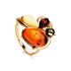 Multicolor Amber Ring In Gold-Plated Silver The Symphony, Ring Size: 12 / 21.5, image 