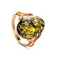 Green Amber Ring In Gold-Plated Silver The Napoli, Ring Size: 11.5 / 21, image 