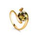 Green Amber Ring In Gold-Plated Silver The Sphere, Ring Size: 8 / 18, image 