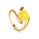 Gold-Plated Ring With Butterscotch Amber The Sphere, Ring Size: 11.5 / 21, image 