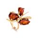 Bold Gold-Plated Ring With Cognac Amber The Verbena, Ring Size: 11.5 / 21, image 