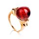 Cherry Amber Ring In Gold-Plated Silver The Saturn, Ring Size: 10 / 20, image 