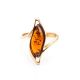Refined Golden Ring With Cognac Amber, Ring Size: 8 / 18, image , picture 3