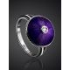 Deep Purple Enamel Ring With Diamond Centerstone The Heritage, Ring Size: 8.5 / 18.5, image , picture 2