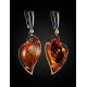 Gold-Plated Handcrafted Dangle Earrings With Cognac Amber The Rialto, image , picture 3