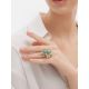 Green And Blue Crystal Floral Ring In Gold-Plated Silver The Jungle, Ring Size: 5.5 / 16, image , picture 6