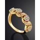 Floral Motif Gold Diamond Ring, Ring Size: 6.5 / 17, image , picture 2