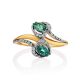 Statement Golden Ring With Diamonds And Emeralds, Ring Size: 8 / 18, image , picture 3