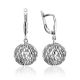 White Gold Bauble Drop Earrings, image 