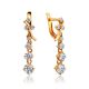 Gorgeous Golden Earrings With White Crystals, image 