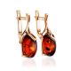 Delicate Gold-Plated Earrings With Cognac Amber The Crocus, image , picture 3