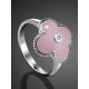Silver Pink Enamel Ring With Diamond Centerpiece The Heritage, Ring Size: 8 / 18, image , picture 2